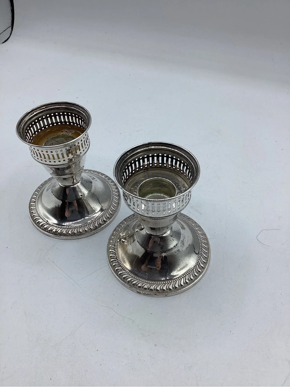 Sterling Silver Duchin Creation weighted candle holders, set of two. Vintage